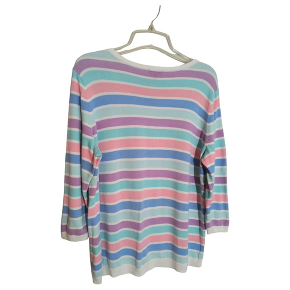 Talbots 3/4 Sleeve Cardigan Wmn's Sz 1XP Multicolor Striped Button up Sweater - Picture 5 of 11